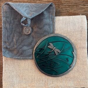 Danforth Teal Dragonfly Compact with Pouch